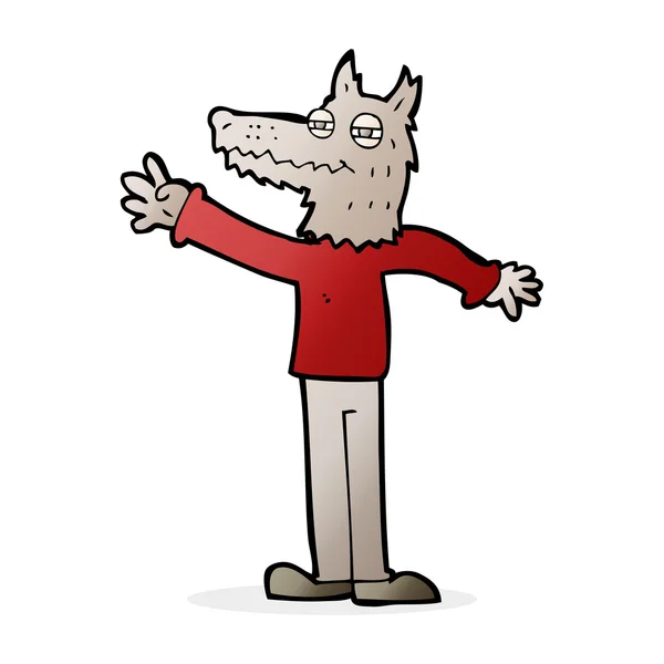 Cartoon viftande wolf — Stock vektor