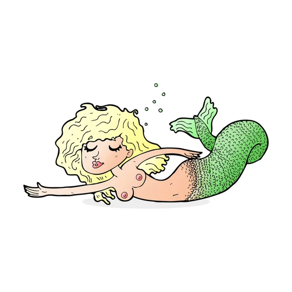 Fumetto sirena in topless — Vettoriale Stock