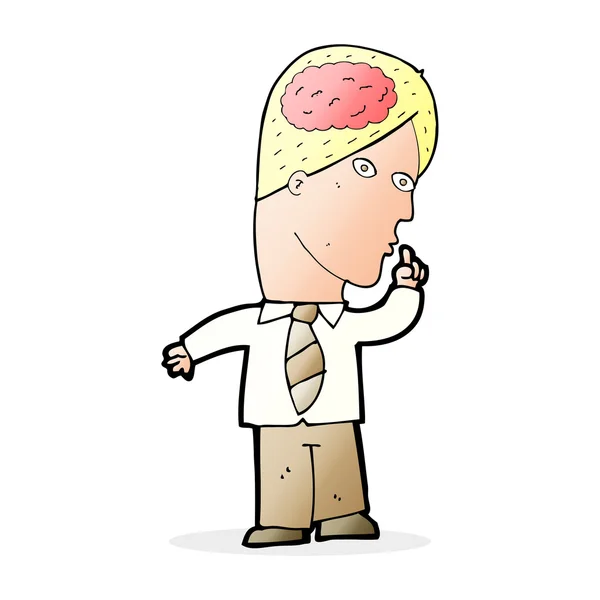 Cartoon businessman with huge brain — Stock Vector