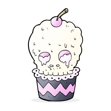 Spooky kafatası cupcake karikatür