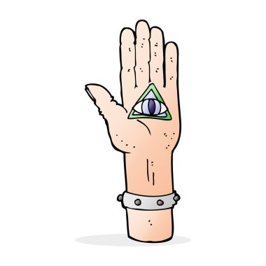 Çizgi film, ürkütücü el sembolü.