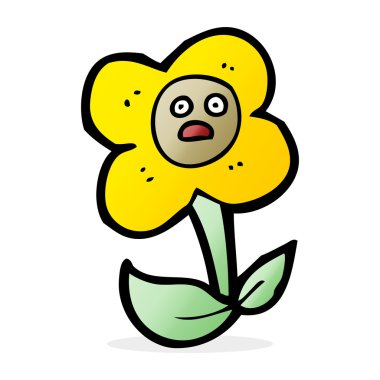 yüzü olan çizgi film çiçek