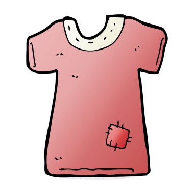 Karikatür yamalı eski tişört