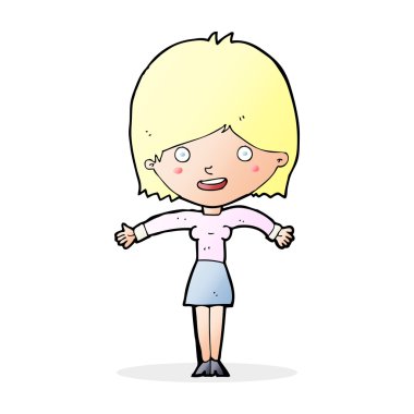 çizgi film heyecanlı kadın