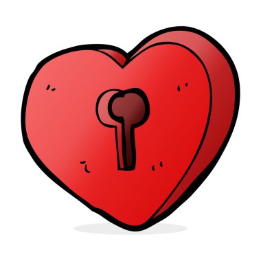 anahtar delikli karikatür kalp