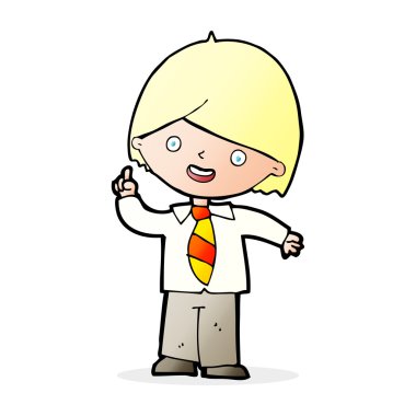 Çizgi film çocuğu soruyu cevaplıyor.