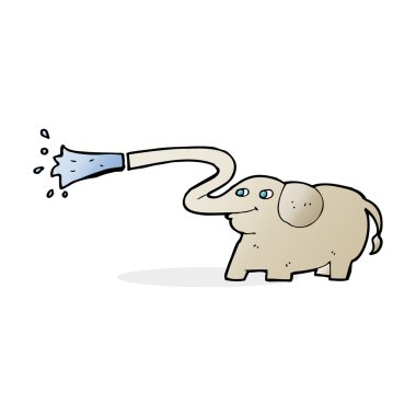 karikatür fili su fışkırtıyor.