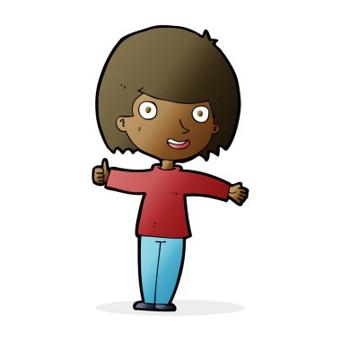 karikatür mutlu kadın