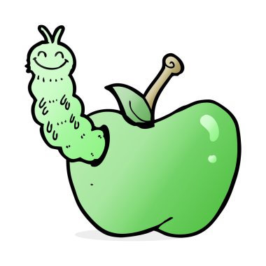 çizgi film böceği elma yiyor.