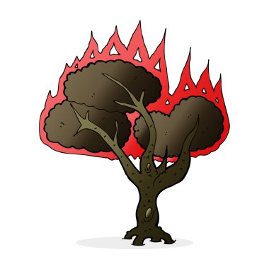 karikatür yanan ağaç
