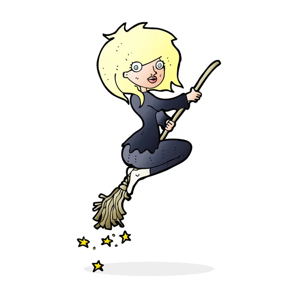 漫画魔女乗馬broomstick — ストックベクタ