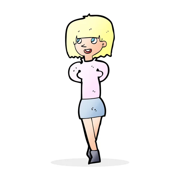 Cartoon gelukkig vrouw — Stockvector