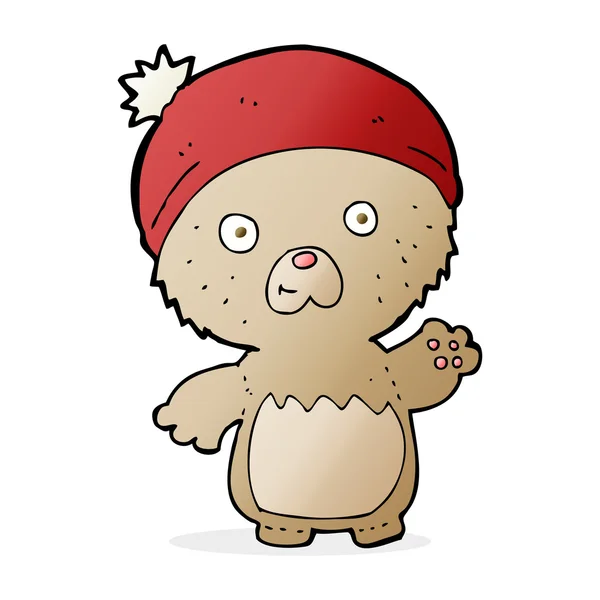 Cartone animato carino orsacchiotto in cappello — Vettoriale Stock