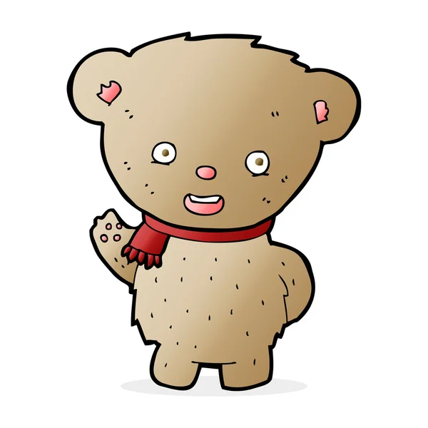 Γελοιογραφία teddy αρκούδα κουνώντας — Διανυσματικό Αρχείο
