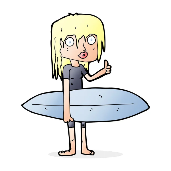 Chica surfista de dibujos animados — Archivo Imágenes Vectoriales