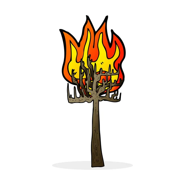 Árbol de dibujos animados en llamas — Vector de stock