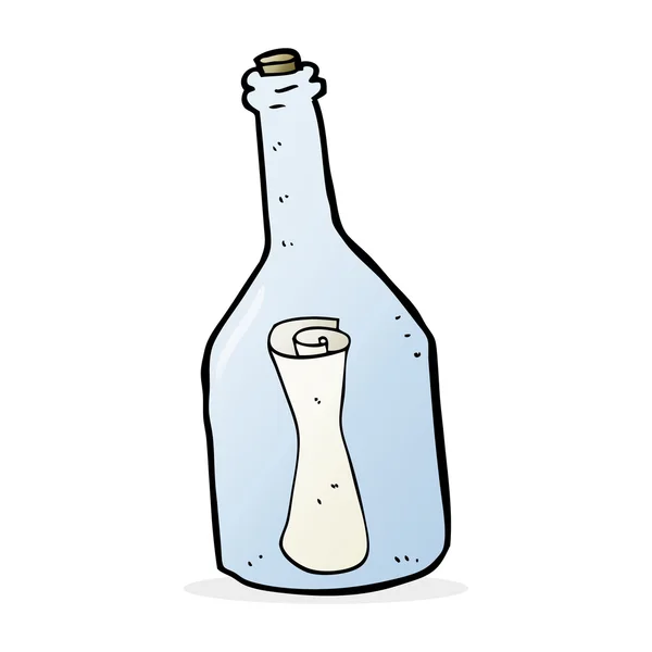 ボトルの中の漫画の手紙 — ストックベクタ