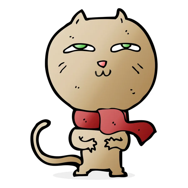 Мультяшный смешной кот в шарфе — стоковый вектор