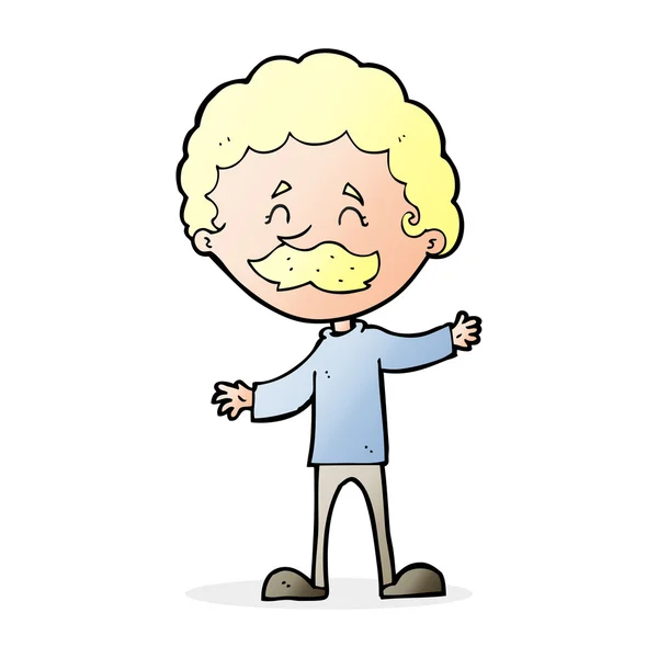 Cartoon gelukkig man met snor — Stockvector