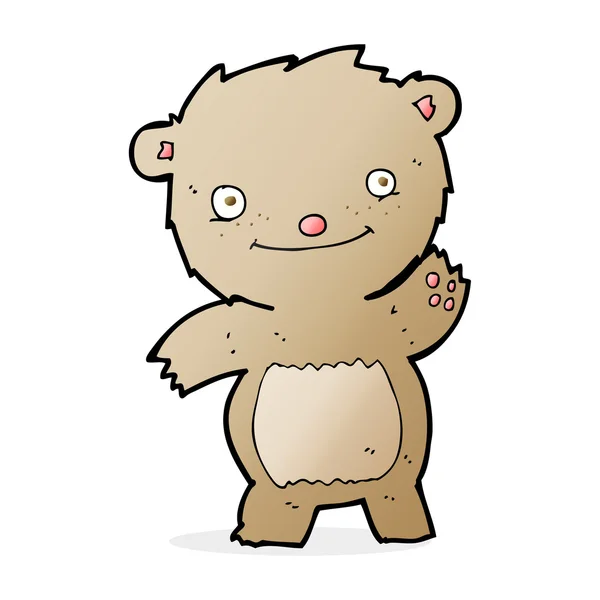 Cartoon zwaaien teddy bear — Stockvector