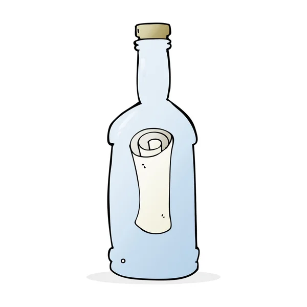 Karikaturenbrief in der Flasche — Stockvektor