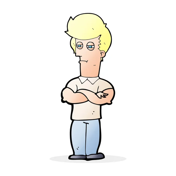 Hombre de dibujos animados con los brazos cruzados — Vector de stock