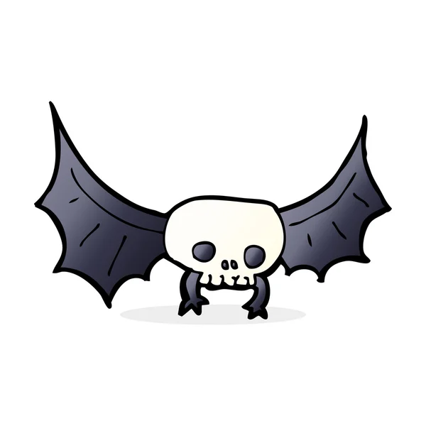 Cartone animato spaventoso cranio pipistrello — Vettoriale Stock