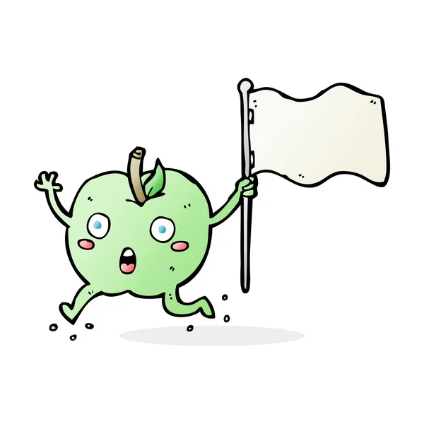 Dessin animé pomme drôle avec drapeau — Image vectorielle
