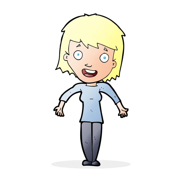 Cartoon vrouw shrugging schouders — Stockvector