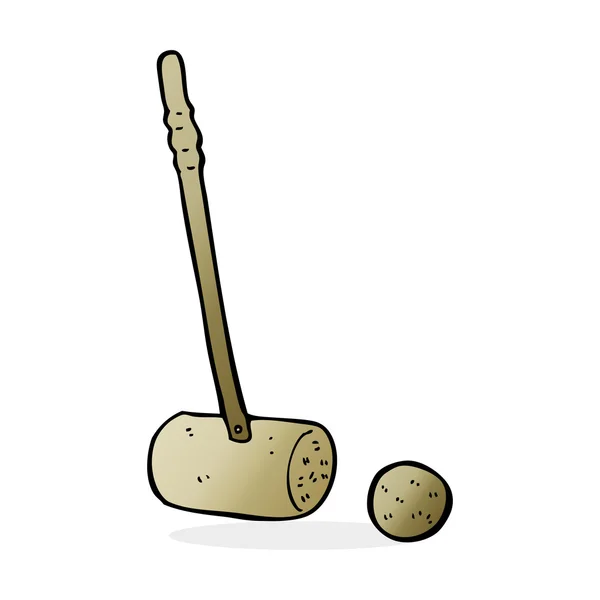 Maillet croquet dessin animé et balle — Image vectorielle