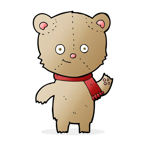 Dibujos animados oso de peluche ondeando — Vector de stock