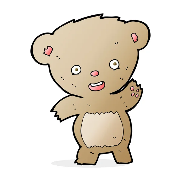 Cartoon zwaaien teddy bear — Stockvector