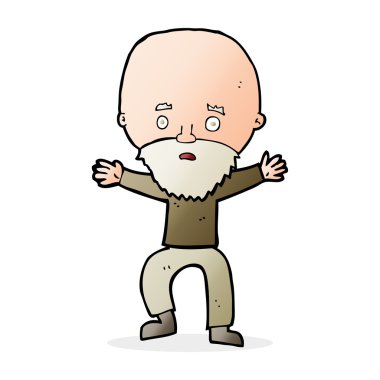 Çizgi film panikliyor yaşlı adam.