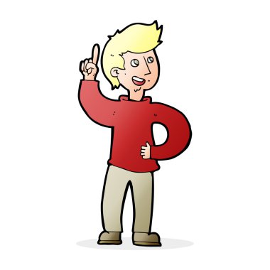 Fikri olan çizgi film adamı.