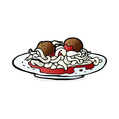 Çizgi film makarna ve köfte.