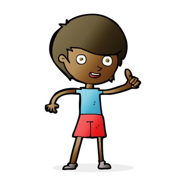 Çizgi filmci çocuk başparmak işareti veriyor.