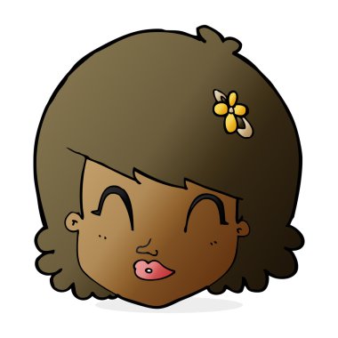 çizgi film mutlu kadın yüzü