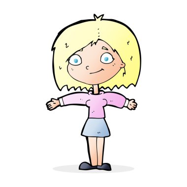 karikatür mutlu kız