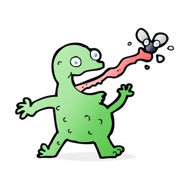 Çizgi film kurbağası sinek yakalıyor