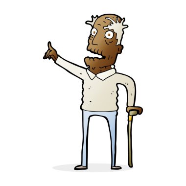 Çizgi filmdeki bastonlu yaşlı adam.