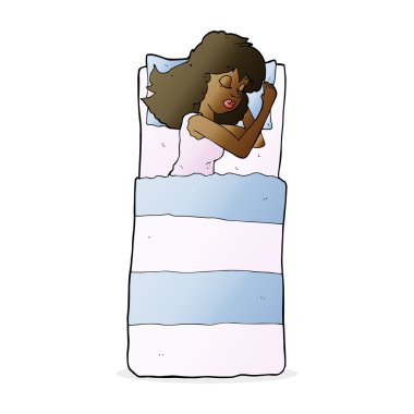 Uyuyan kadın karikatür