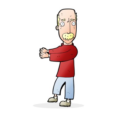 Çizgi filmdeki kel adam açıklıyor.