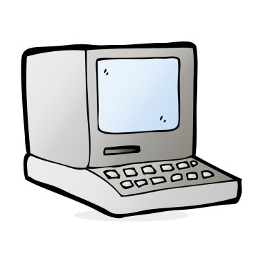 eski bilgisayar karikatür çizimi