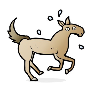 cartoon paard zweten