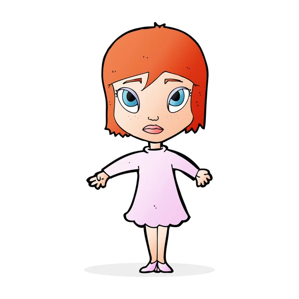 Chica de dibujos animados en vestido — Vector de stock