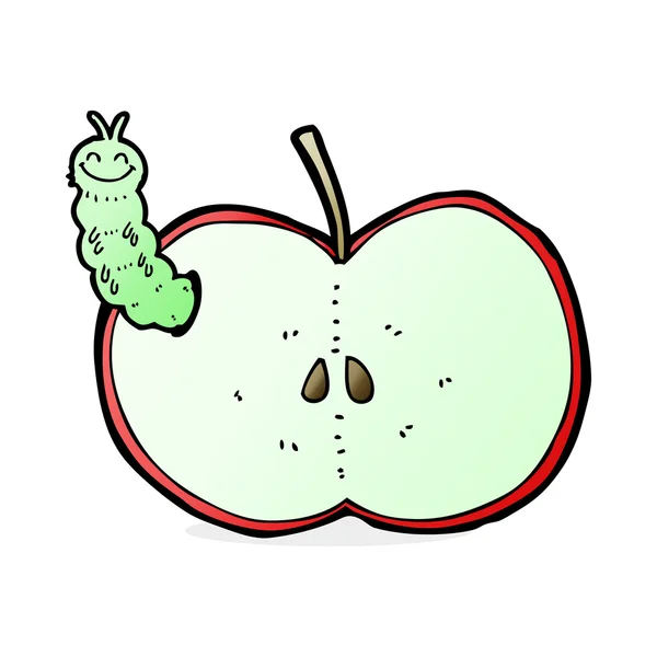 Dibujos animados bicho comer manzana — Archivo Imágenes Vectoriales