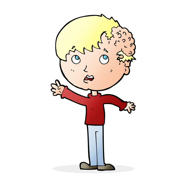 Kreslený chlapec s růstem na hlavě — Stockový vektor