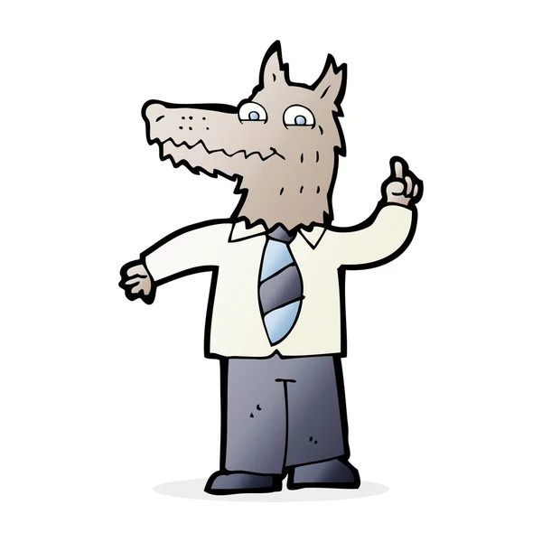 アイデアを持つ漫画ビジネス オオカミ — ストックベクタ