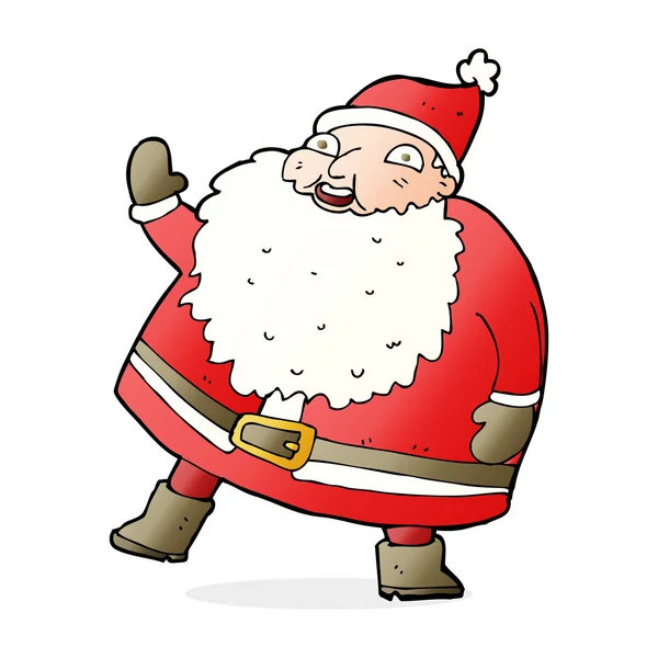 Funny waving santa claus cartoon — Stock Vector