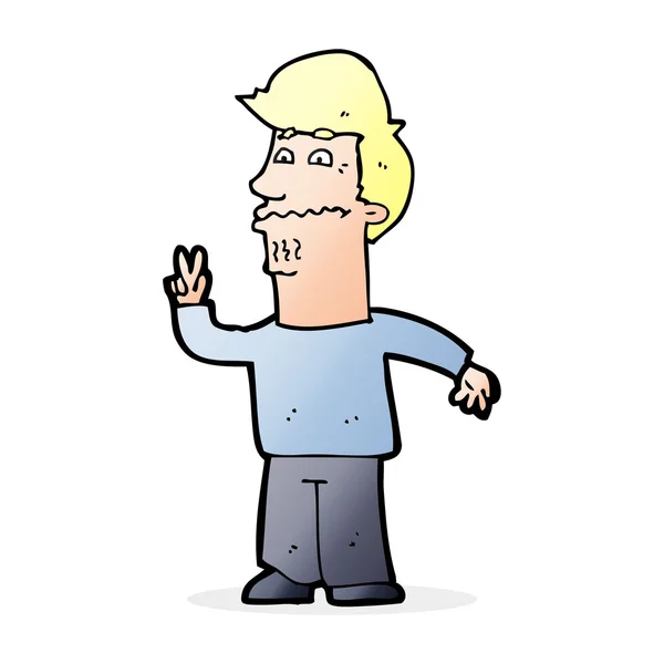 Hombre de dibujos animados dando señal de paz — Vector de stock
